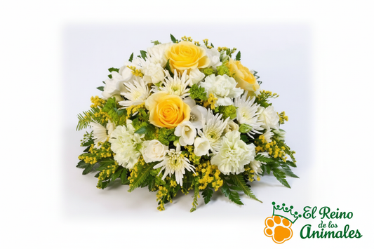 Centro de Flores Nº7 - Arreglo Floral con Rosas Amarillas y Crisantemos