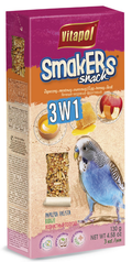 Vitapol Smakers 3 en 1 para Periquitos 130g – Barritas de huevo, miel y fruta