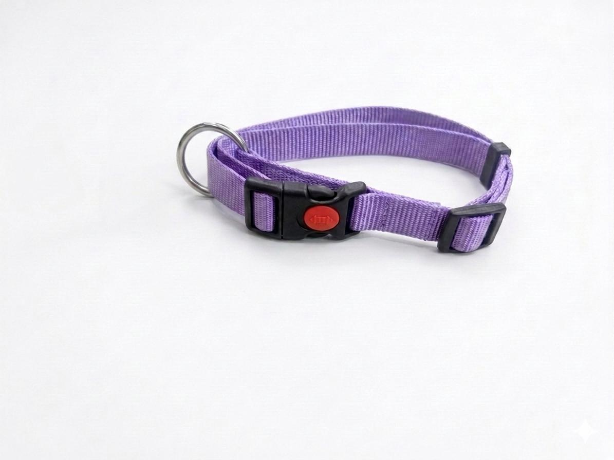 Collar Nylon Classic Lila 20mm x 38-45cm con Cierre de Seguridad