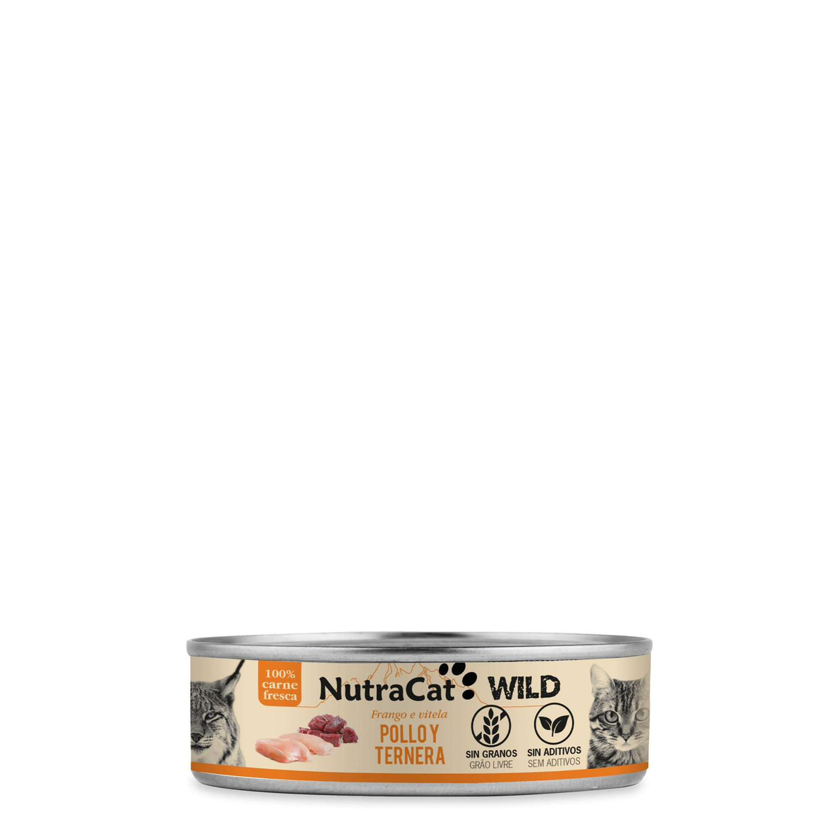 NutraCat Wild Lata Húmeda con Pollo y Ternera para Gatos – 80 g