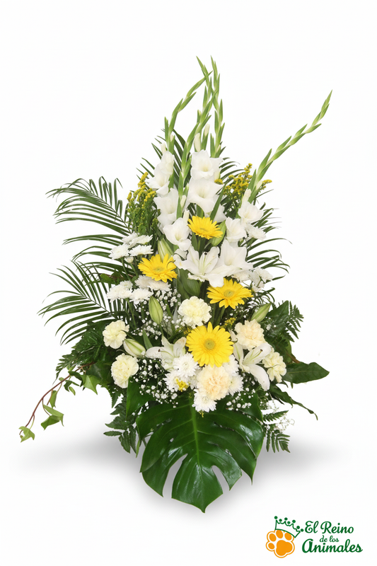Centro de Flores nº5 - Arreglo Floral con Gerberas Amarillas y Gladiolos
