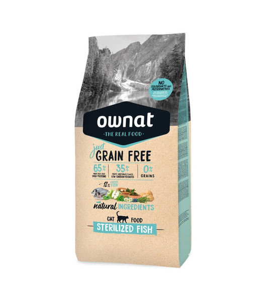 Ownat Grain Free Just Sterilized Fish para Gatos Esterilizados 1kg