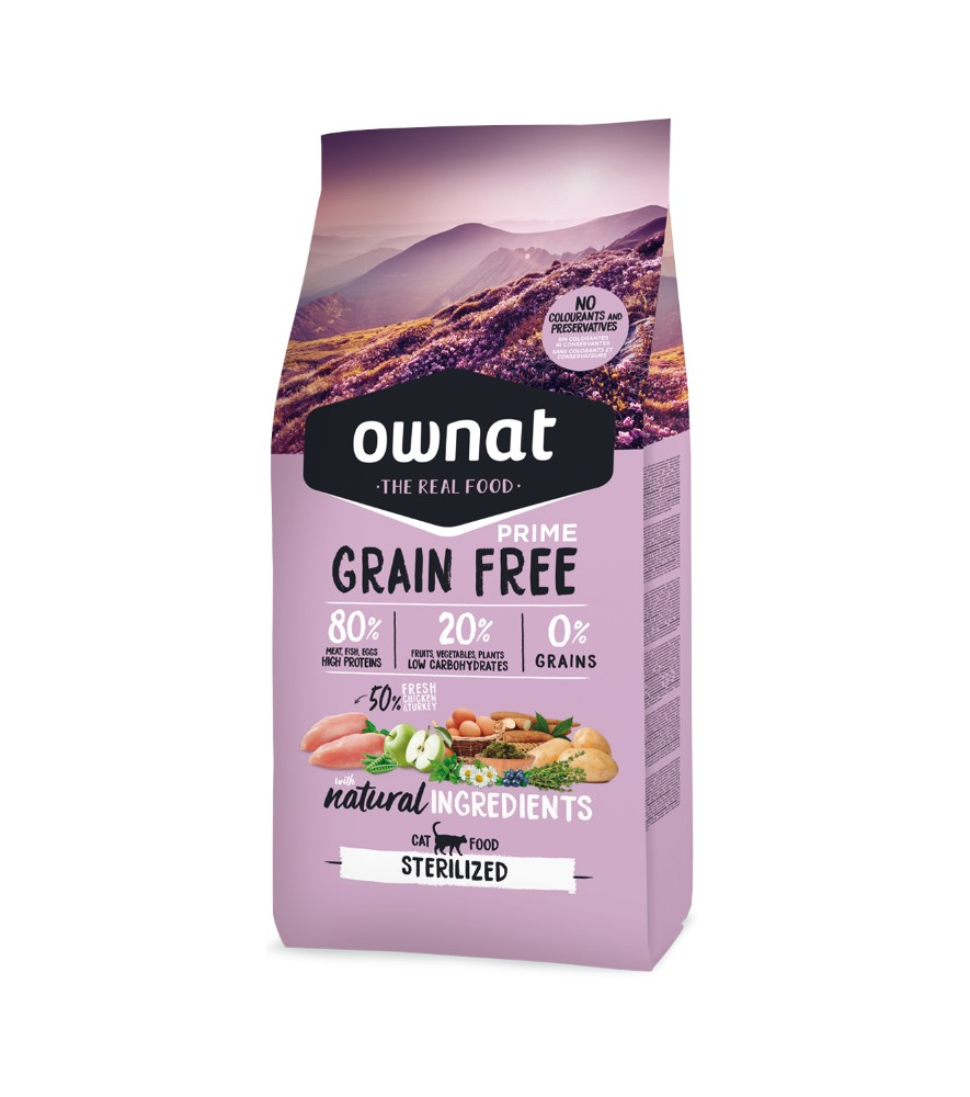 Ownat Grain Free Prime Sterilized Pienso Sin Cereales para Gatos Esterilizados – 1 kg