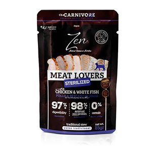 Zen Cat Pouch Meat Sterilized - Comida Húmeda de Pescado Blanco para Gatos Esterilizados 85gr