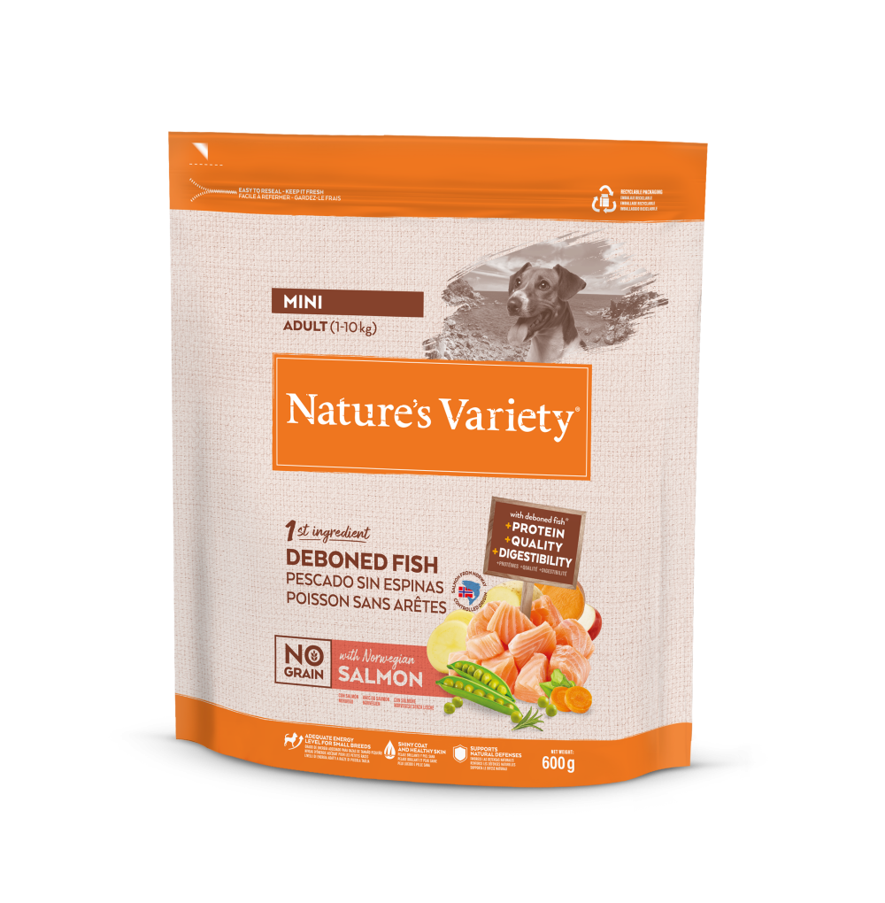 Nature’s Variety Original No Grain Mini Pienso con Salmón para Perros Pequeños – 600 g