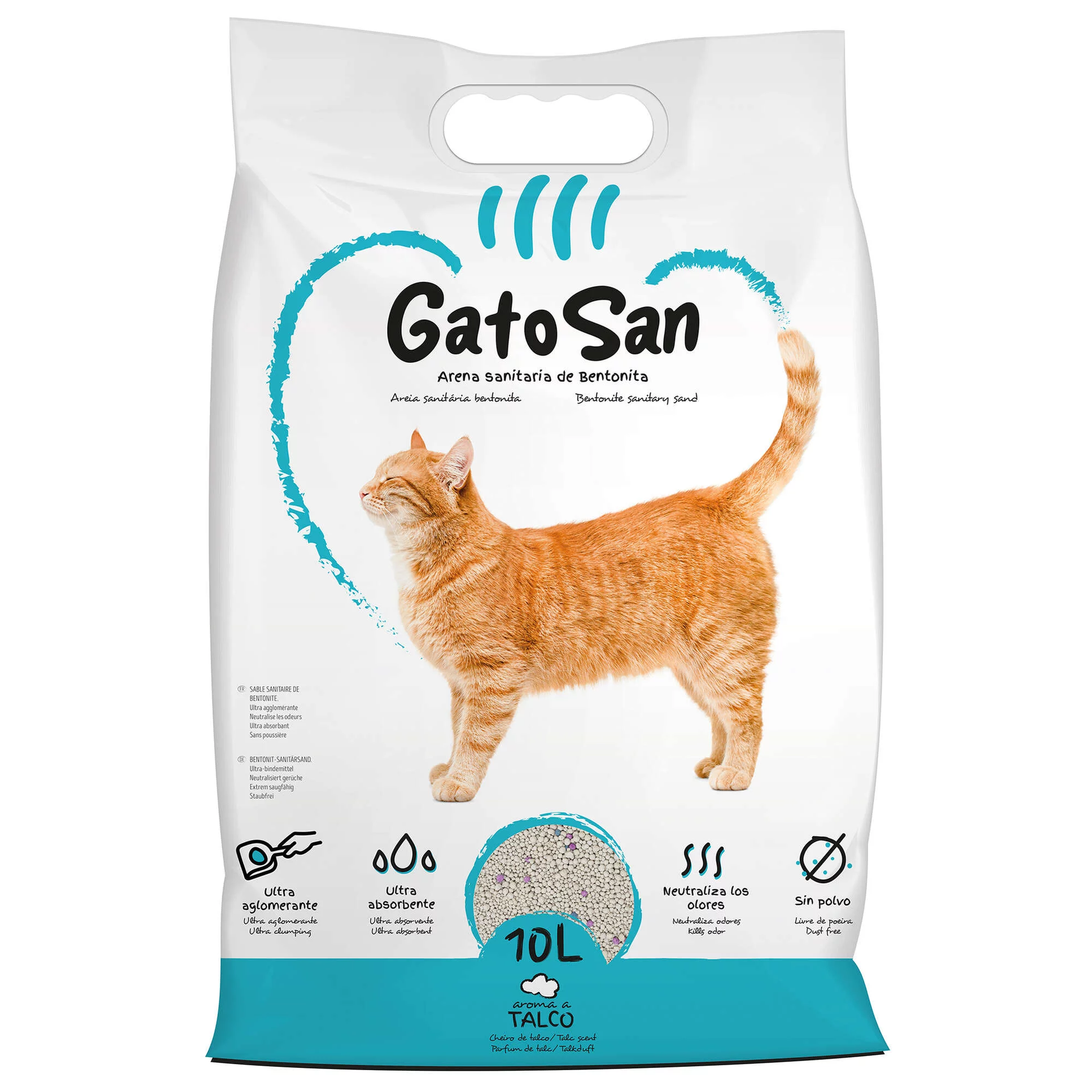 Arena Sanitaria de Bentonita GatoSan Talco - 10L