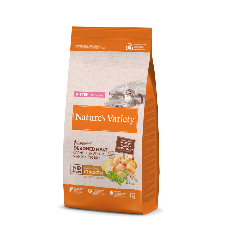 Nature's Variety Selected No Grain Kitten Pienso Sin Cereales con Pollo Campero para Gatitos – 7 kg