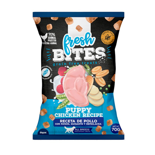 Fresh bites grain free snacks Puppy chicken recipe para perros 70 g