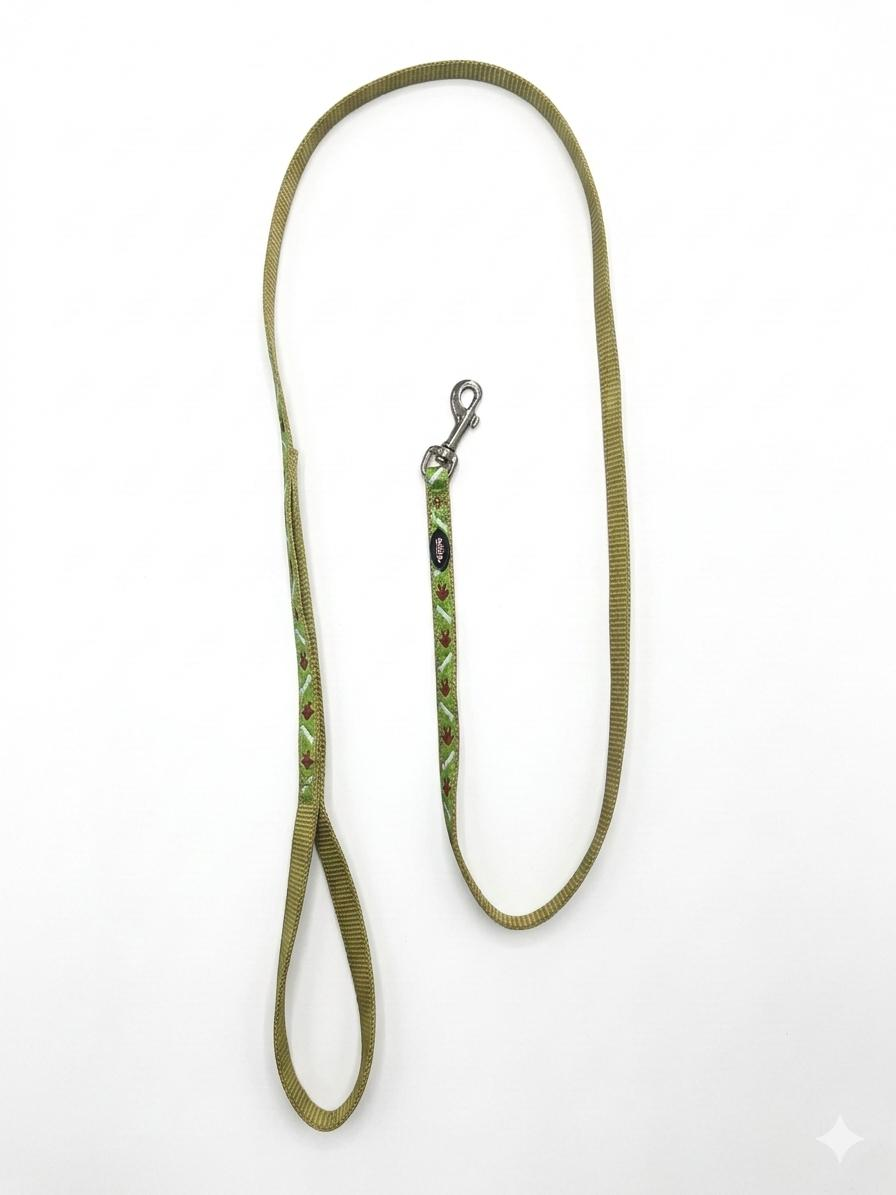 Correa Nylon Huesos y Huellas Verde Neón 1.2m | Paseo con Estilo