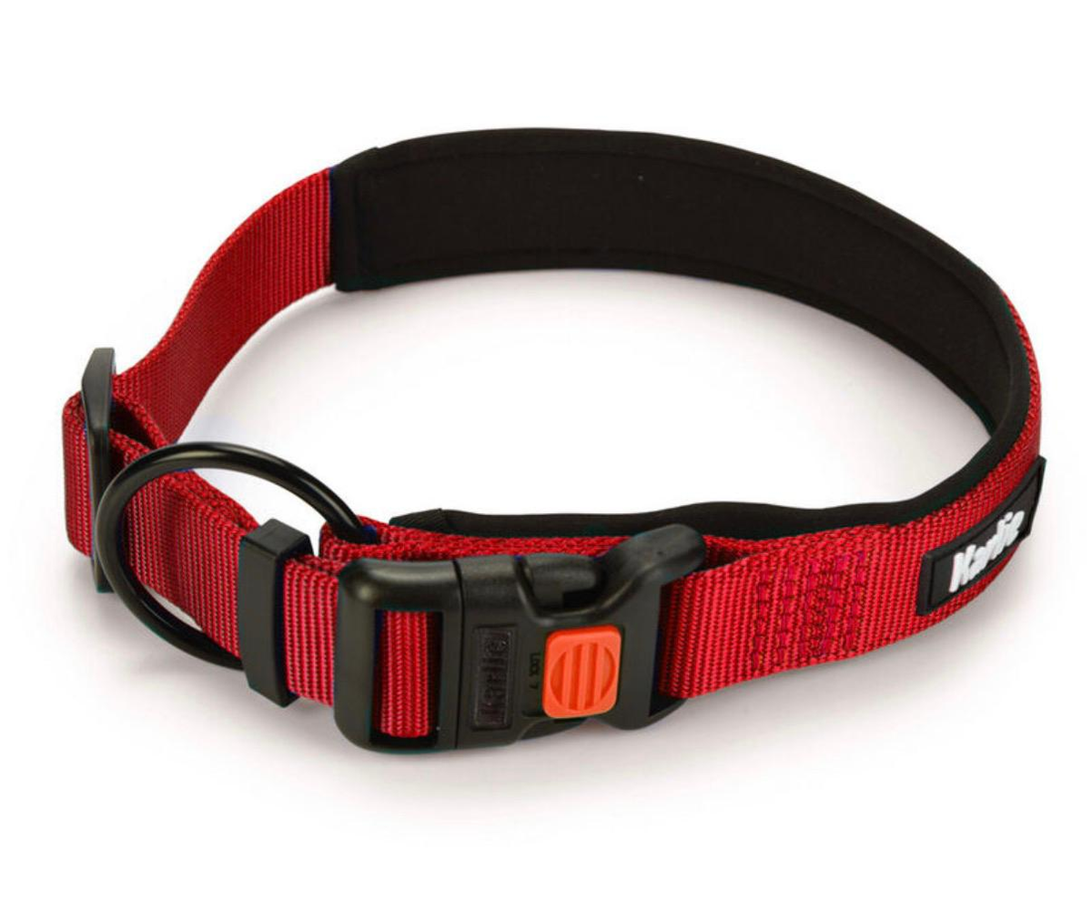 Collar Sportiv Premium Acolchado Rojo 30mm x 60-65cm con Cierre de Seguridad