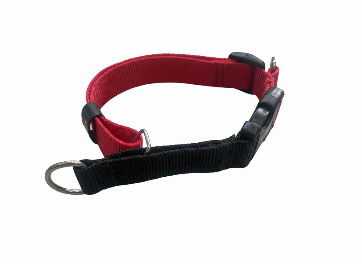 Collar Nylon Educativo Rojo y Negro 38-70cm