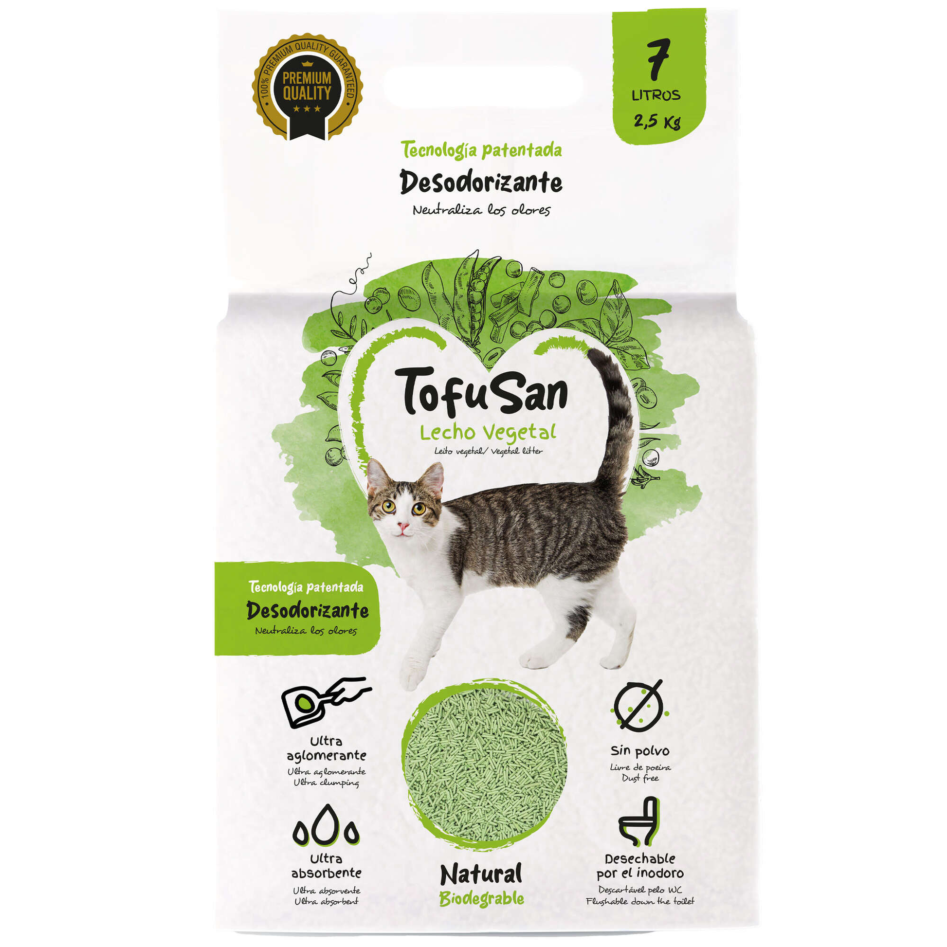TofuSan Lecho Vegetal de Tofu para Gatos – 7 L