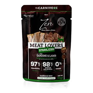 Zen Cat Pouch Meat - Comida Húmeda de Cordero y Sardina para Gatos 85gr