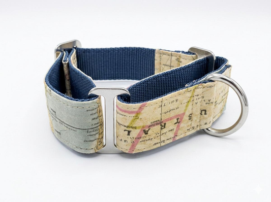 Collar para Galgos twist mapamundi Diseño Único 40mm x 21-30cm