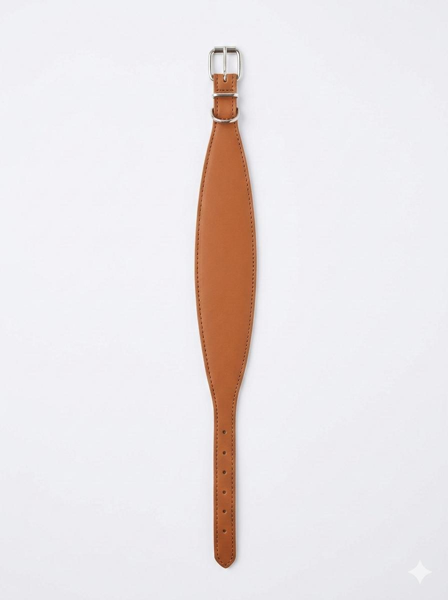 Collar Galgos Arppe, cuero, piel y poliéster 60mm x 50cm color marrón