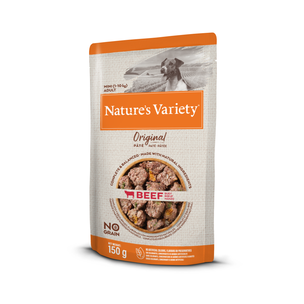 Nature's Variety Original No Grain Mini - Comida Húmeda Sin Cereales para Perros Pequeños con Buey 150g