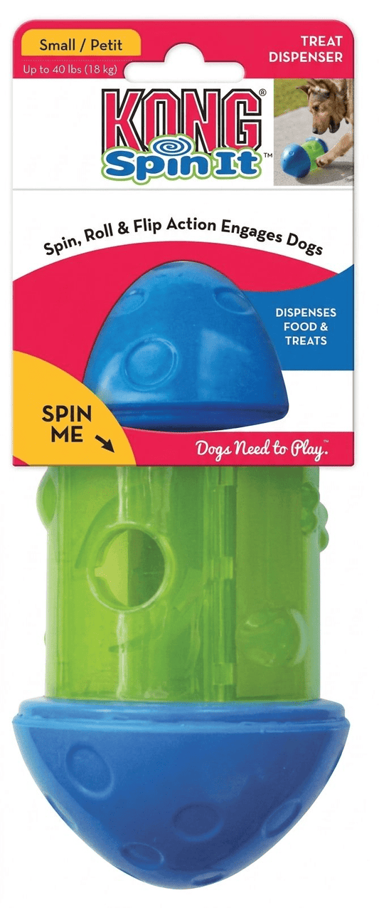 KONG Spin It S – Juguete dispensador de premios para estimulación mental de perros