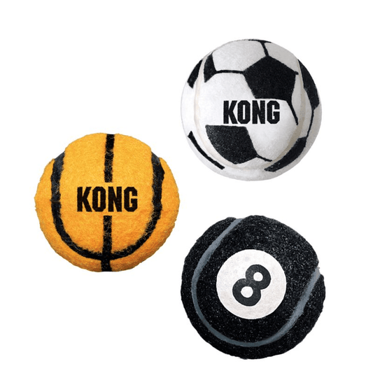 KONG Sport Balls Assorted S – Pack pelotas de caucho resistente para perros pequeños