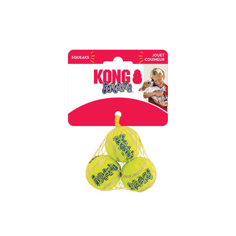 KONG SqueakAir Balls XS – Pelota chirriante con fiéltro suave para perros muy pequeños