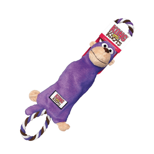 KONG Tugger Knots Monkey S/M – Juguete de cuerda interactivo con mono para perros