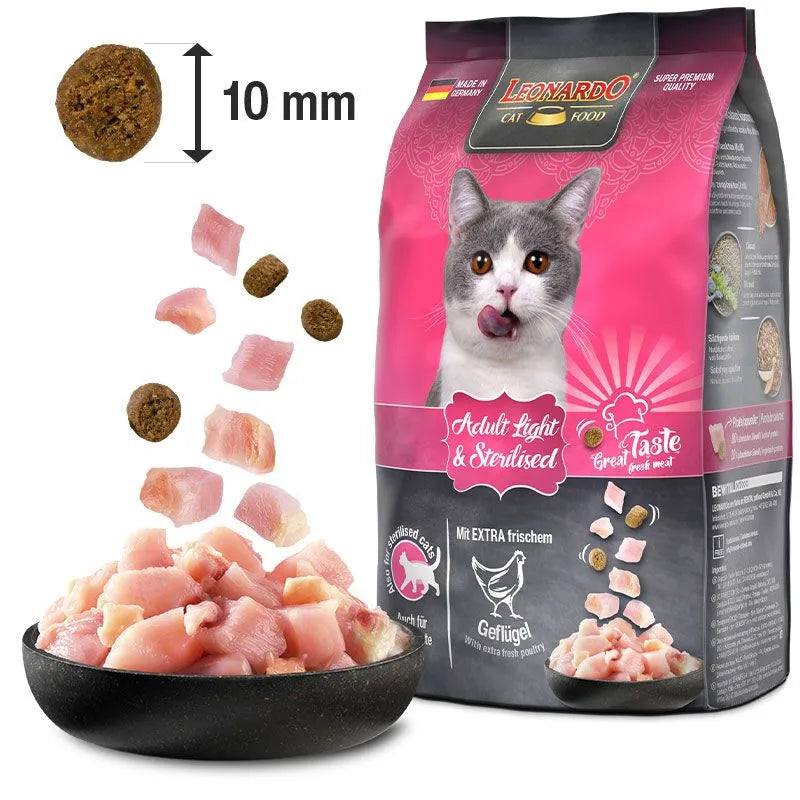 LEONARDO Adult Light & Sterilised 300 g | Pienso para gatos adultos