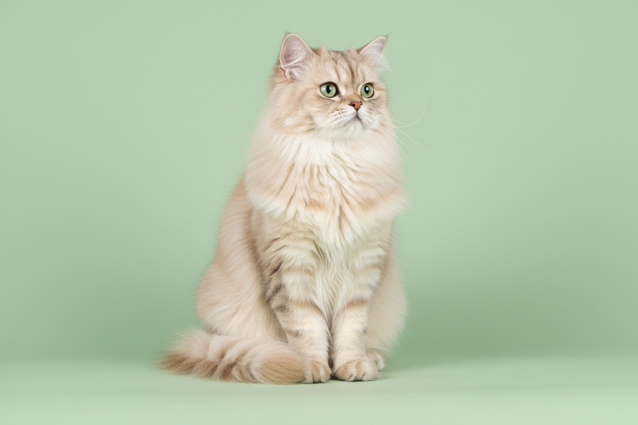 mejor el fondo verde clarito y el gato con elegante pero con pelo