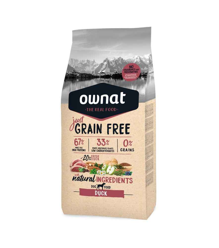 Ownat Just Grain Free Pienso con Pato para Perros Adultos – 3 kg