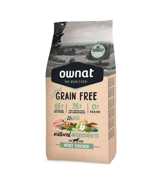 Ownat Just Grain Free Pienso con Pollo para Perros Adultos – 14 kg
