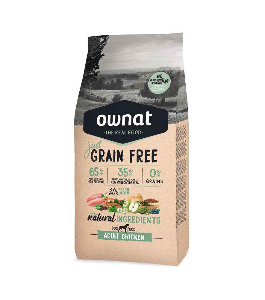 Ownat Just Grain Free Pienso con Pollo para Perros Adultos – 3 kg