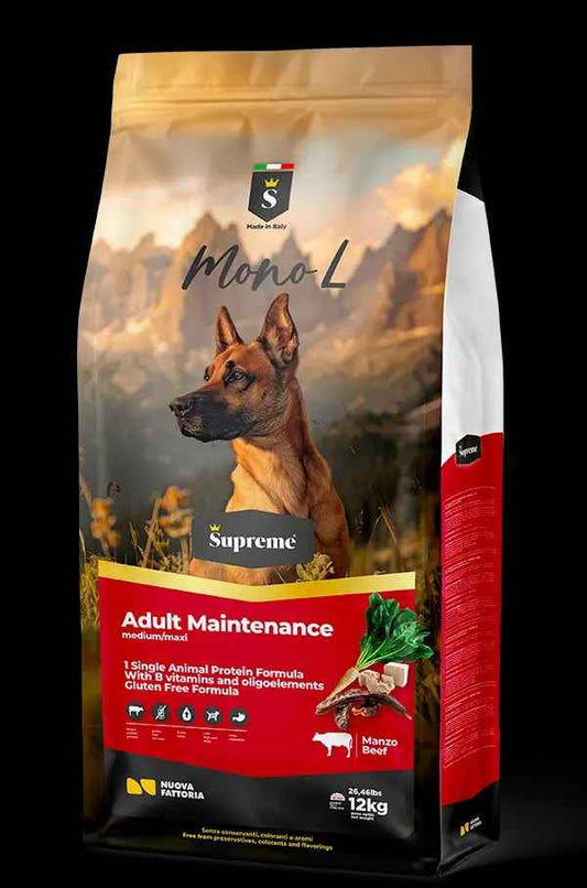 Canun Supreme Mono L – Pienso Monoproteíco de Res Sin Gluten para Perros 12 kg