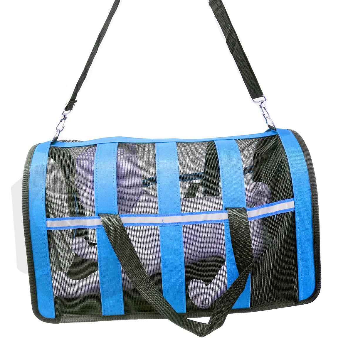 Bolso de transporte transpirable azul talla L 49x28x27cm para mascotas