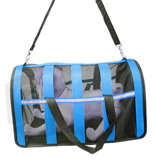 Bolso de transporte transpirable azul talla L 49x28x27cm para mascotas