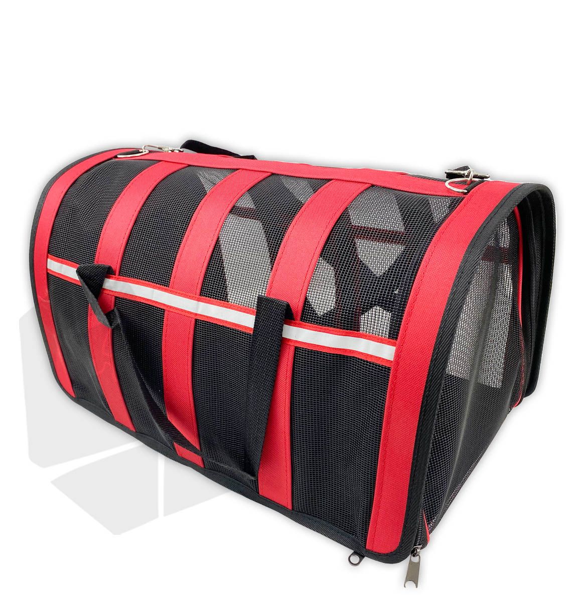 Bolso transporte transpirable rojo talla L vista en perspectiva