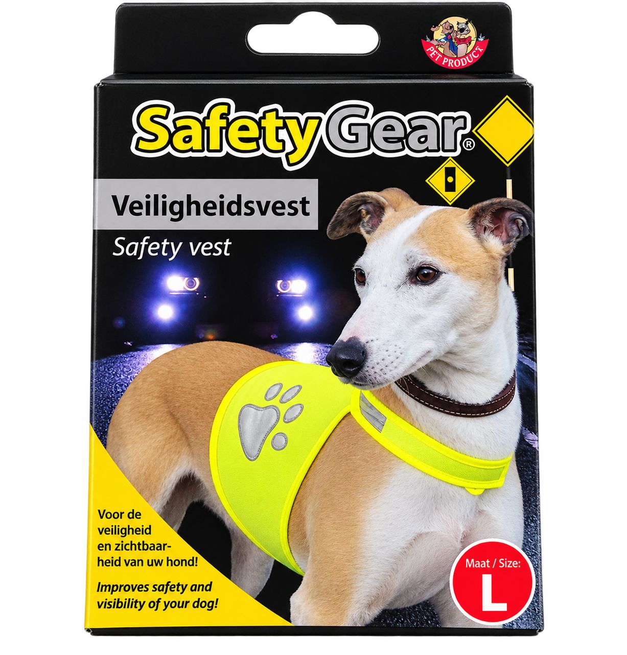 Safety Gear chaleco de seguridad reflectante amarillo para perro talla L