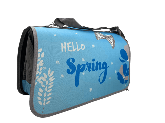 Bolso de transporte azul Hello Spring talla L 50x23x30cm para mascotas